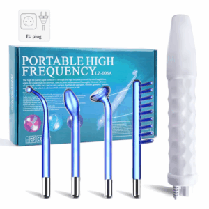 high frequency facial machine with neon and argon wands for wrinkle reduction, inflammation relief, and acne treatment
